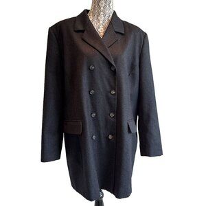 studio JAX double breasted 100 % wool ‎ jacket black, lined, size 20 W